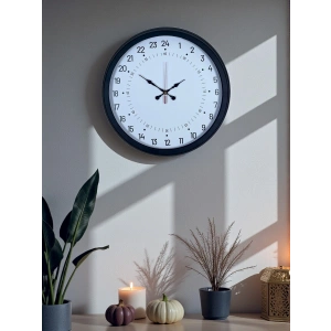 Siyah 40 Cm Metal 24 Saat Göstergeli Özel Tasarım Duvar Saati