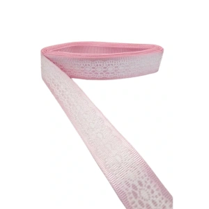 Tafta Dantel Görünümlü Kurdele Pembe 25 Mm 2 Metre
