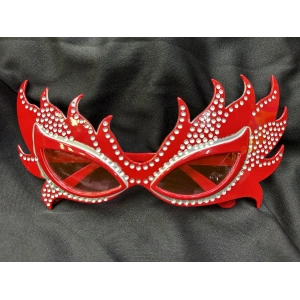 Taşlı Kırmızı Alev Parti Gözlüğü