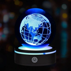 Usbli Dünya Tasarımlı Dönen Cam Küre