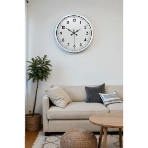 Zentime 40 Cm Metal Beyaz Klasik Duvar Saati