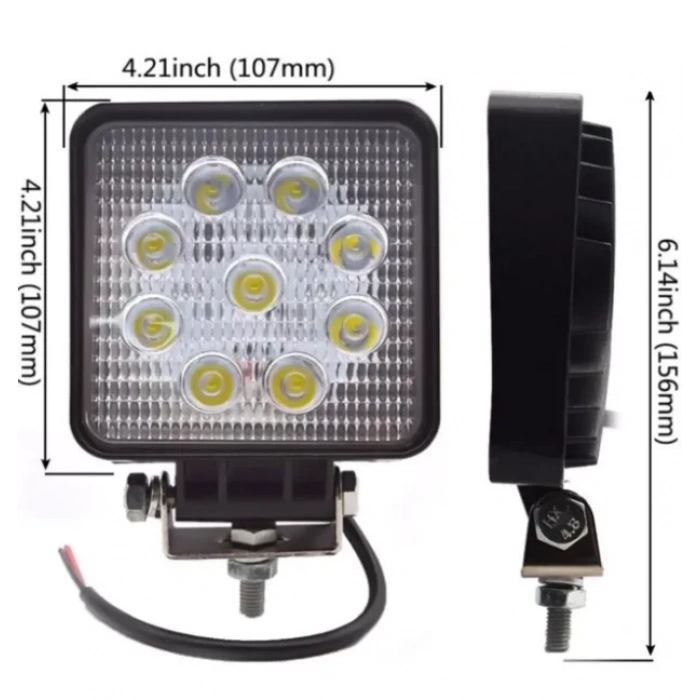 9 LEDLİ OFF ROAD ÇALIŞMA LAMBASI SİS FARI 12 VOLT 27 WATT