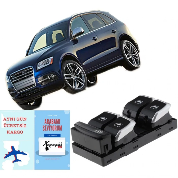 AUDİ Q5 SOL DÖRTLÜ CAM DÜĞMESİ ANAHTARI 2008--2016 (OEM ÜRÜNDÜR)
