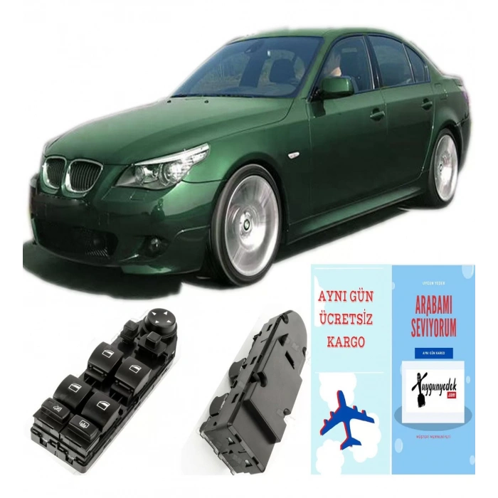 BMW E60 5 SERİSİ SOL DÖRTLÜ CAM DÜĞMESİ ANAHTARI PERDELİ KATLANIR