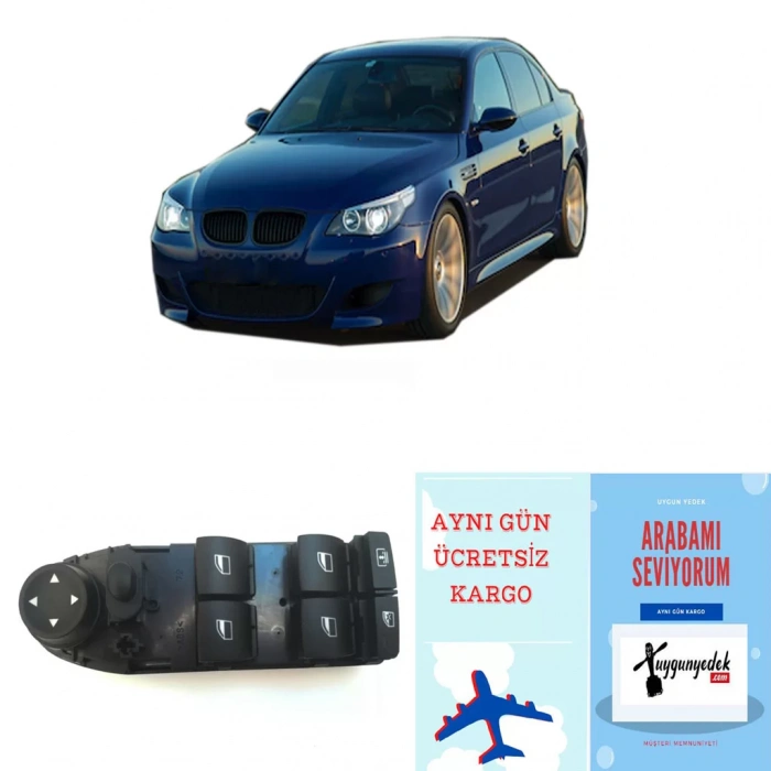 BMW E60 5 SERİSİ SOL DÖRTLÜ CAM DÜĞMESİ PERDELİ AYNA KATLAMASIZ