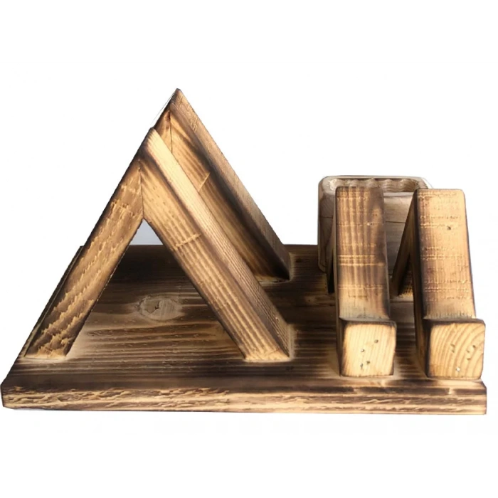 DEKORATİF AHŞAP KİTAP AYRACI TELEFON STANDI KALEMLİKLİ