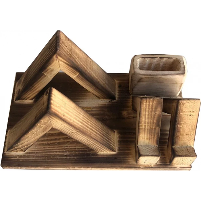 DEKORATİF AHŞAP KİTAP AYRACI TELEFON STANDI KALEMLİKLİ