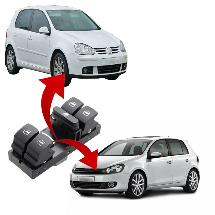 VOLKSWAGEN GOLF 5 - 6 SOL DÖRTLÜ CAM DÜĞMESİ 2006--2013 KROM