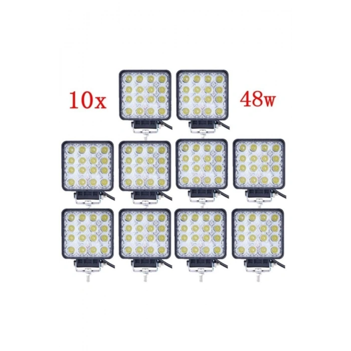 10 Adet 16 Ledli Off Road Sis Farı Lambası 12 Volt - 24 Volt