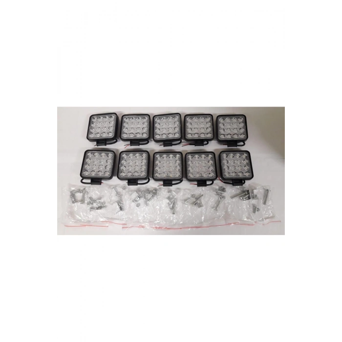 10 Adet Off Road Sis Farı Sis Lambası 16 Ledli Kare Su Geçirmez