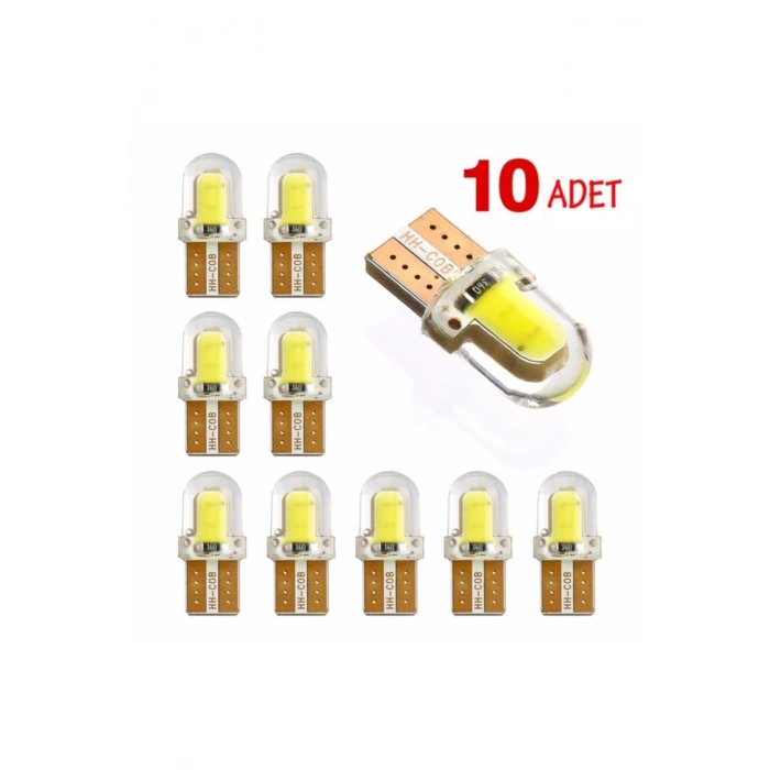 10 Adet Silikonlu T10 Beyaz Dipsiz Ampul
