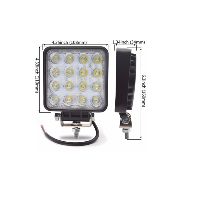 16 Ledli Off Road Çalışma Ve Sis Farı Lambası 12 / 24 Volt