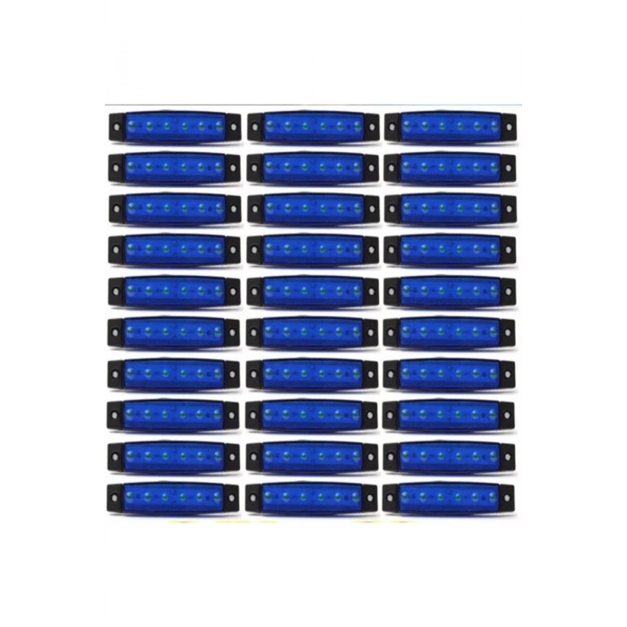 30 Adet Mavi Yan Işaret Lambası 6 Ledli 12 Volt