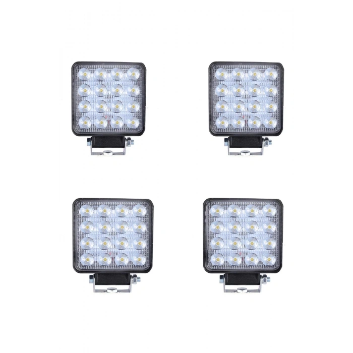 4 Adet 16 Ledli Çalışma Lambası 12 Volt 48 Watt Plastik Kasa