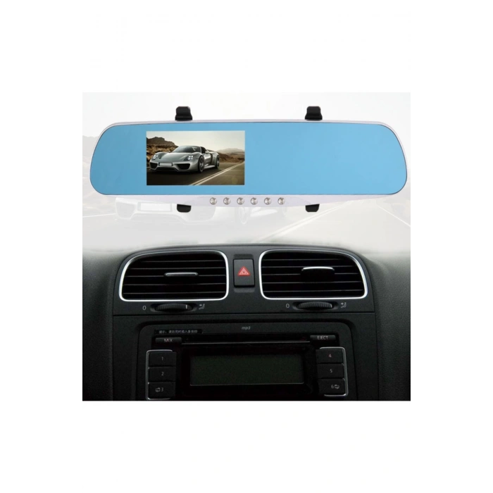 4.3 Inch Dikiz Aynalı Çift Kameralı Kayıt Cihazı Ön Ve Arka Görüş