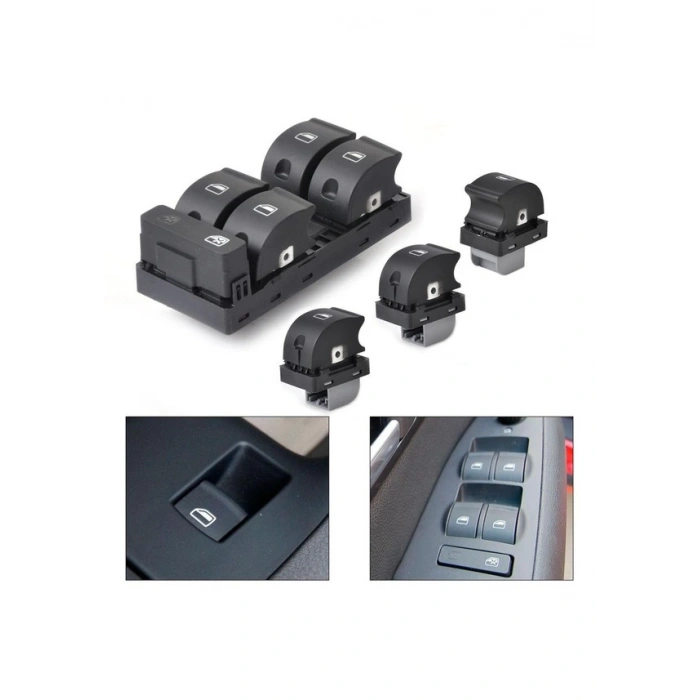 Audi A4 Dörtlü Ve Tekli Cam Anahtari Dügmesi Seti 2002--2008 444262492