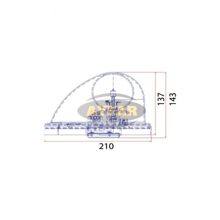Ayfar Tr501 Yağmur Damlası Tepe Ikaz Lambası Galaxi Tipi 24 Volt
