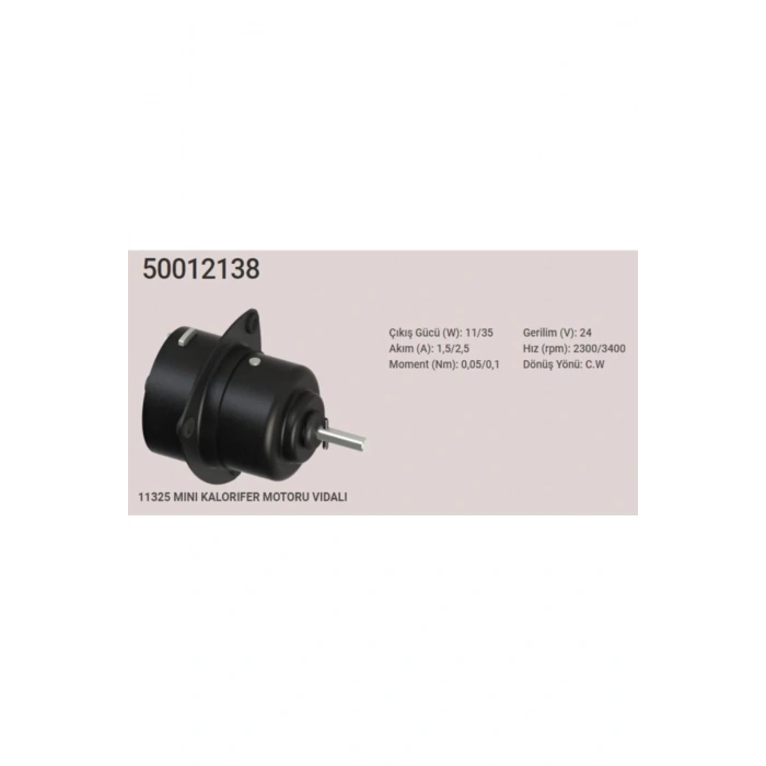 BAŞKURT 50012138 KOLTUK ALTI KALORİFER MOTORU 24 VOLT VİDALI MİL