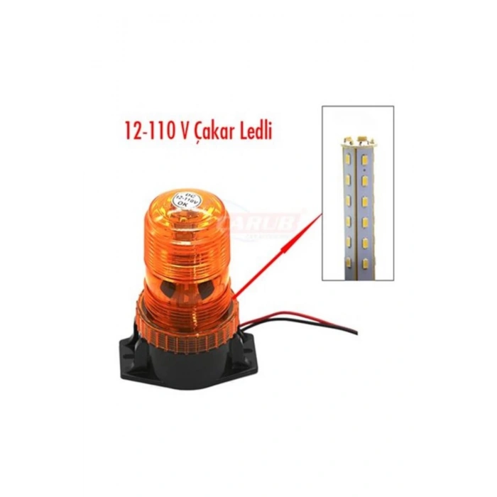 Çakarlı Tepe Lambası 12v-24v Sarı 30 Ledli Turuncu İnce Tip