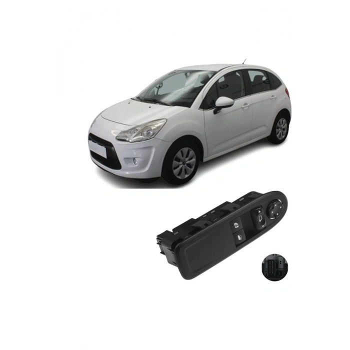 Citroen C3 Sol Ön Çiftli Cam Düğmesi Anahtarı Tek Auto 2011--2014