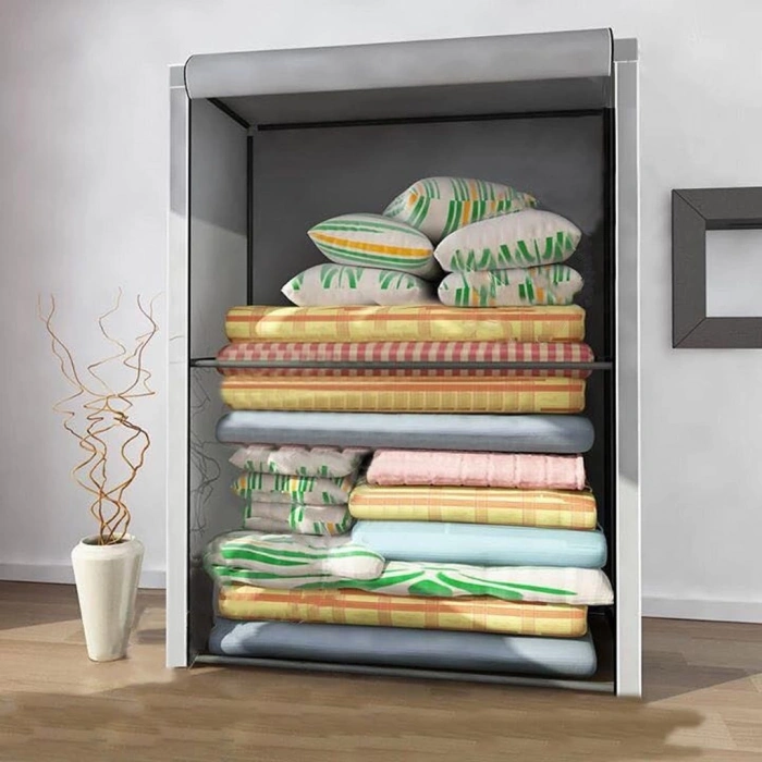 CRN Yorgan Hurcu Yüklük Çelik Profilli Portatif Bez Dolap Kumaş Gardırop