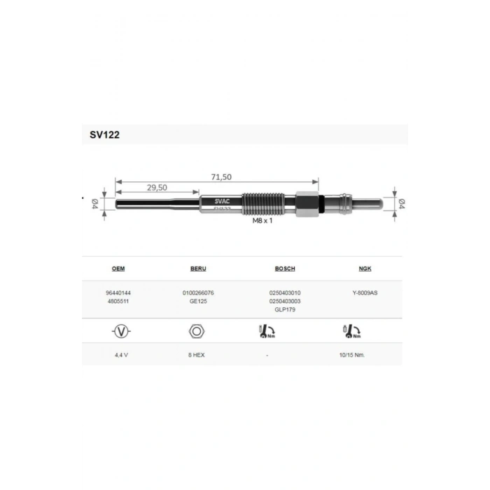 Daewoo Nubira (ısıtma) Bujisi 4lü Takım
