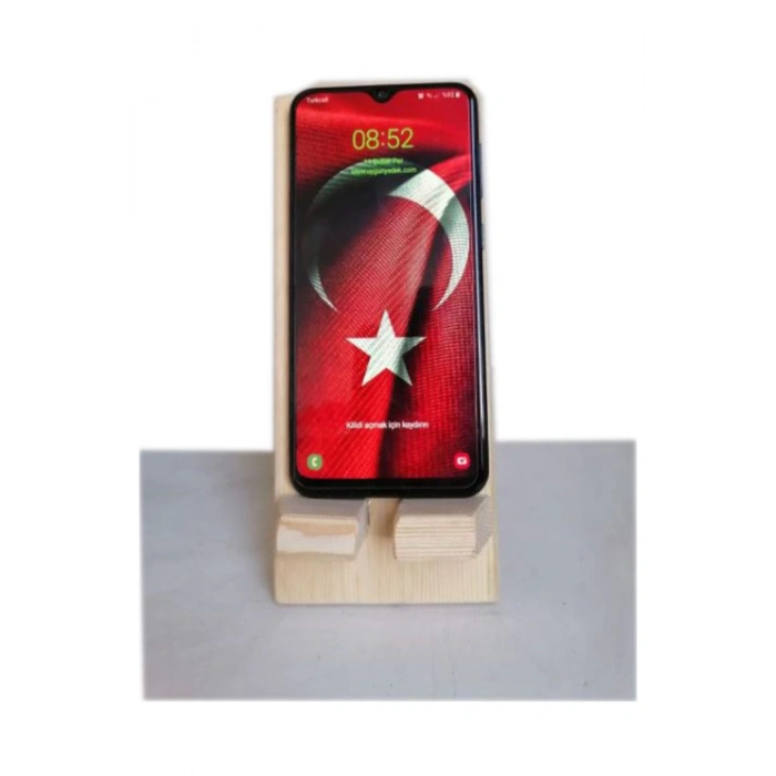 Dekoratif Ahşap Masaüstü Telefon Standı