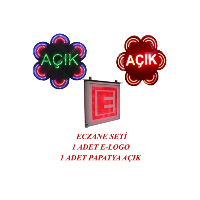 Eczane Led E-logo Ve Animasyonlu Papatya Açık Yazısı