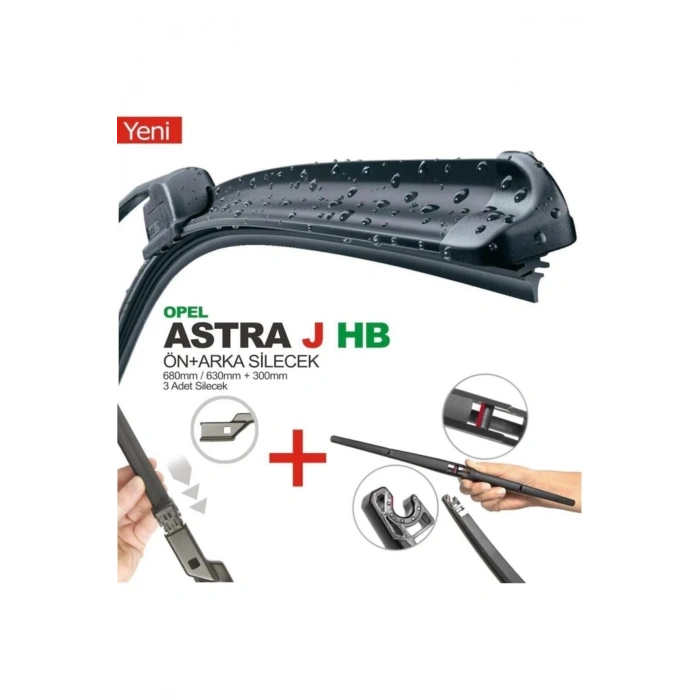 Opel Astra J Hatchback Ön Ve Arka Silecek Süpürge Seti 2009--2015 Uyumlu