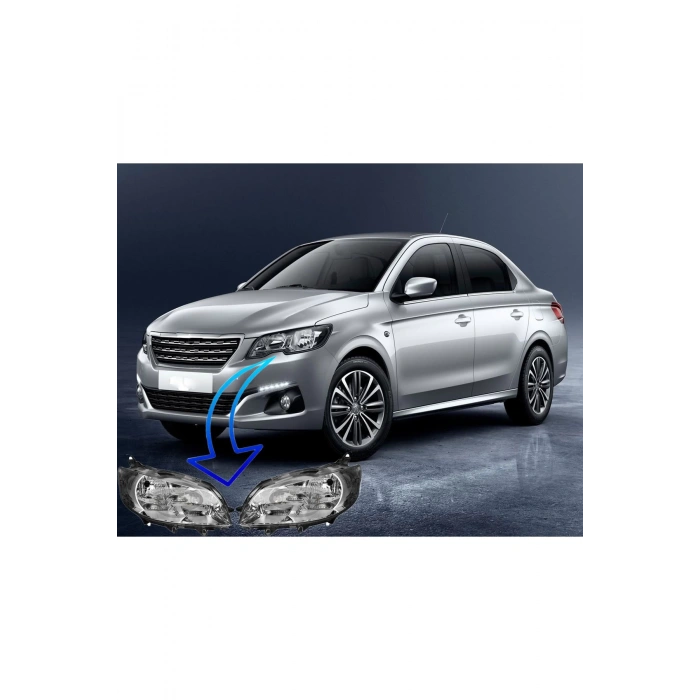 Peugeot 301 Sağ Sol Ön Far Drl Özellikli Motorlu 2012--2017