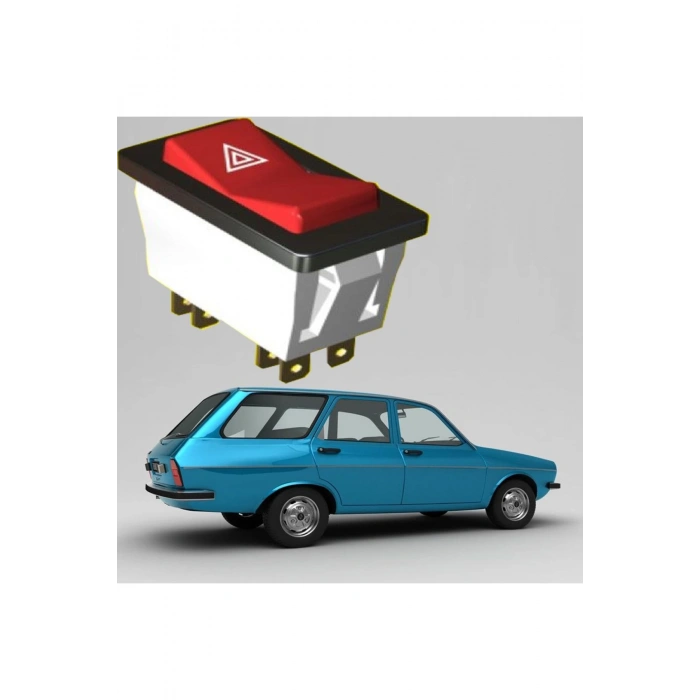 Renault 12 Dörtlü Flaşör Düğmesi Uyumlu