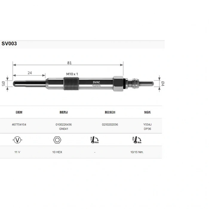 SVAC FİAT BRAVA-DOBLO-IDEA-MAREA 1.9 (ISITMA) BUJİSİ 4LÜ TAKIM