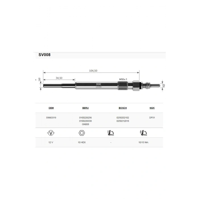 Svac Sv008 Vw-Passat 2.5 Tdi Kizdirma Isitma Bujisi Takım