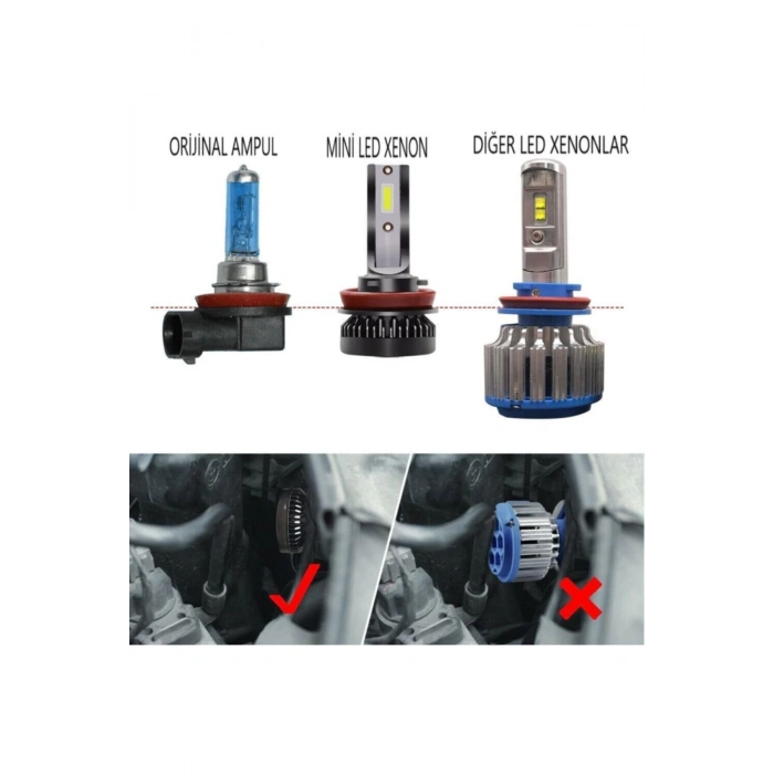 Titanyum Serisi H7 Mini Led Xenon 6000k Şimşek Etkili Beyaz