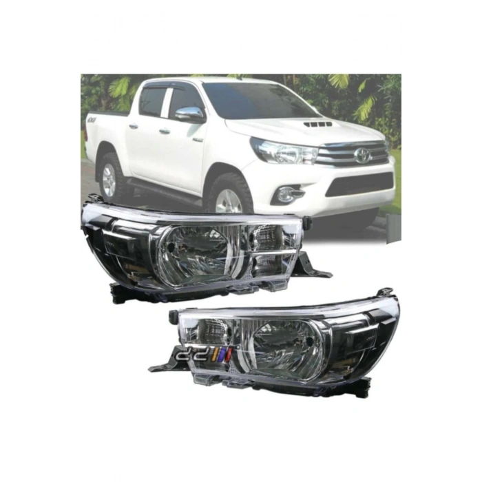 Toyota Uyumlu Hilux Revo Sağ + Sol Ön Far Takımı Motorlu 2015--2019