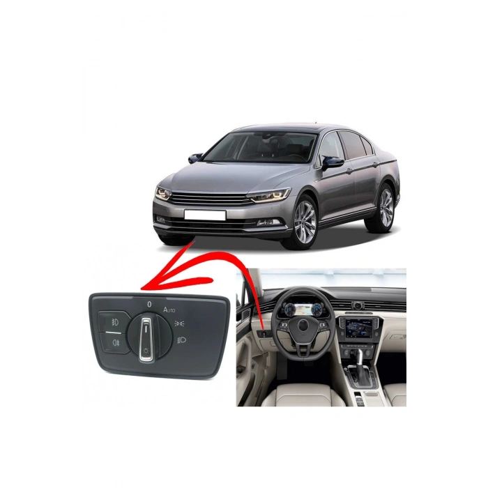 Vw Passat B8 Krom Far Anahtarı Otoamtik Devreli 4pin 2014 Üzeri Uyumlu