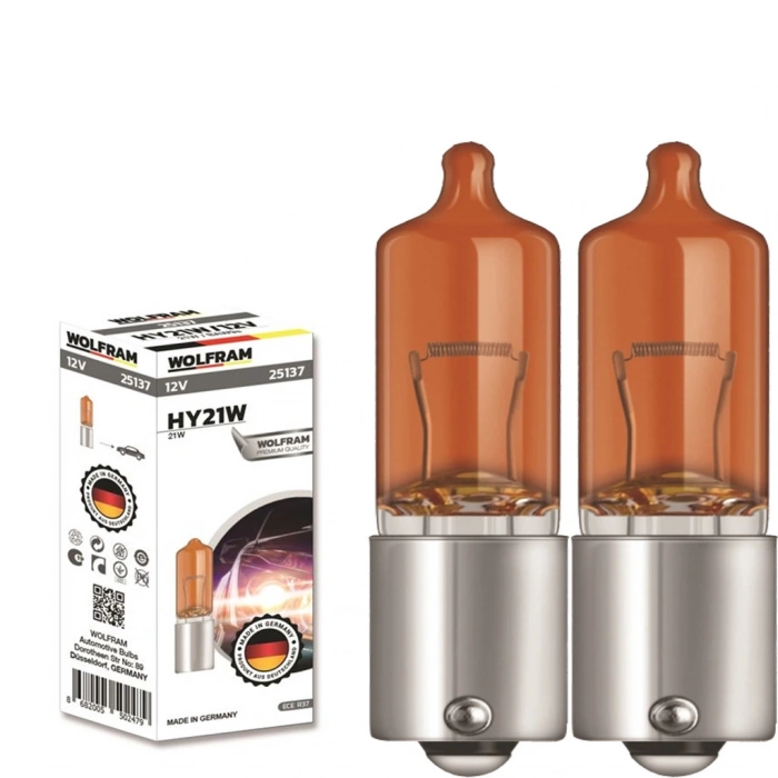 WOLFRAM 25137 12V AMPÜL H21 21 WALT SARI CİVALİ MERCEKLİ 2 ADET