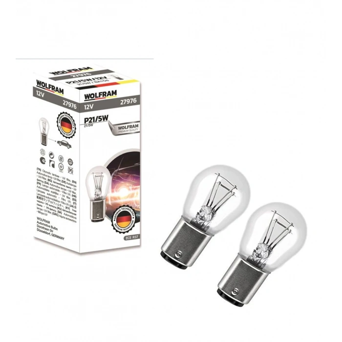 WOLFRAM P21/5W DÜZ TIRNAK 12V AMPÜL 10 ADET