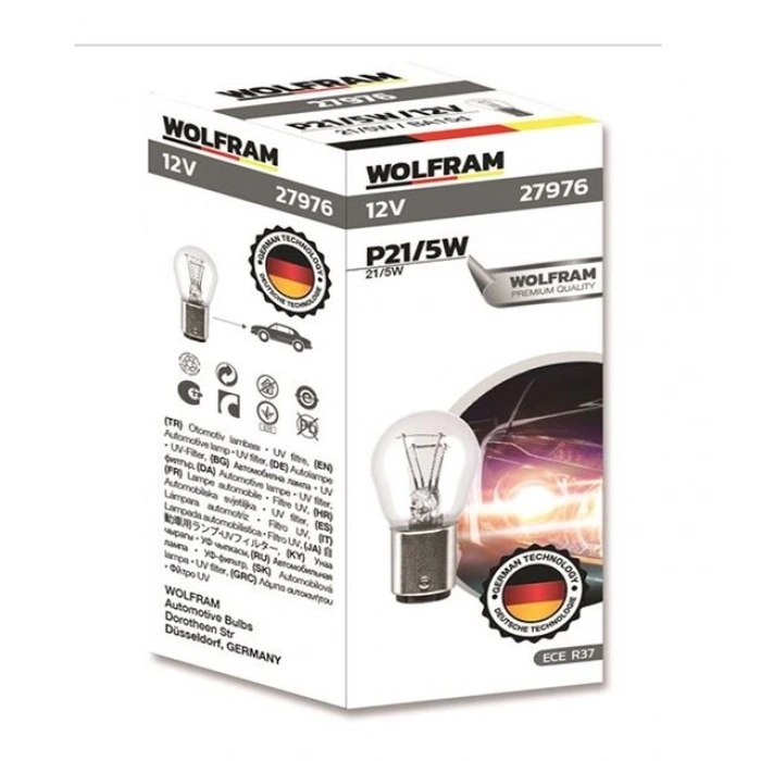 WOLFRAM P21/5W DÜZ TIRNAK 12V AMPÜL 10 ADET