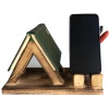 DEKORATİF AHŞAP KİTAP AYRACI TELEFON STANDI KALEMLİKLİ