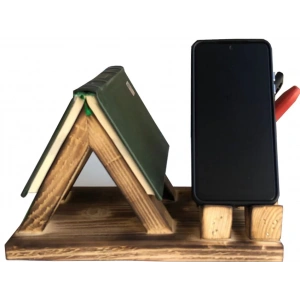 DEKORATİF AHŞAP KİTAP AYRACI TELEFON STANDI KALEMLİKLİ