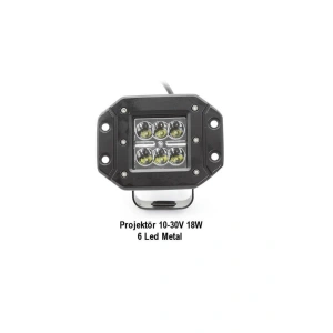 Carub 10-30v Projektör 18 Watt 6 Ledli 12 Volt Metal