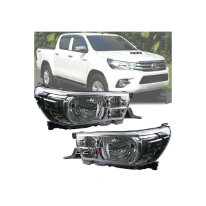 Toyota Uyumlu Hilux Revo Sağ + Sol Ön Far Takımı Motorlu 2015--2019