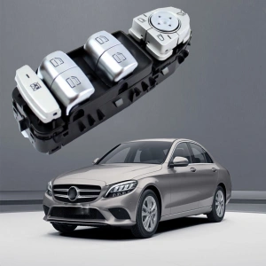 MERCEDES W205 C SERİSİ SOL DÖRTLÜ CAM DÜĞMESİ KIRMIZI IŞIKLI SİYA