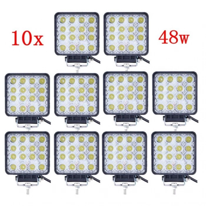 10 ADET 16 LEDLİ OFF ROAD SİS FARI LAMBASI 12 VOLT - 24 VOLT