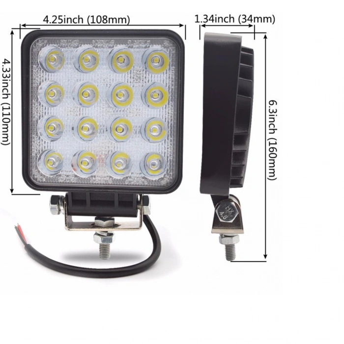 16 LEDLİ OFF ROAD ÇALIŞMA VE SİS FARI LAMBASI 12 / 24 VOLT