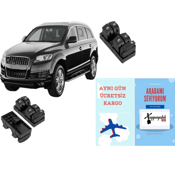 AUDİ Q7 SOL DÖRTLÜ CAM DÜĞMESİ ANAHTARI 2007--2014