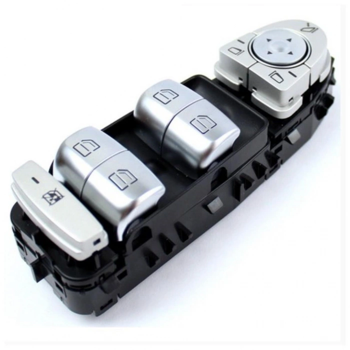 MERCEDES W205 C SERİSİ SOL DÖRTLÜ CAM DÜĞMESİ KIRMIZI IŞIKLI SİYA