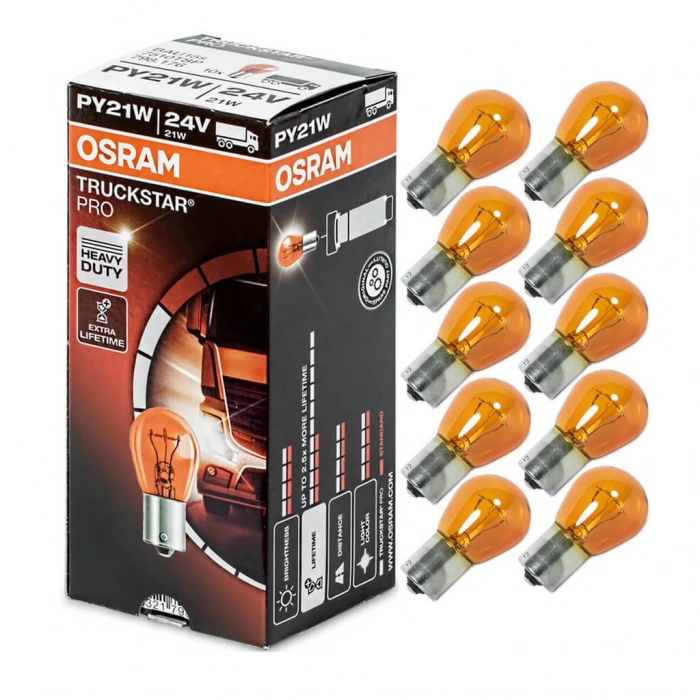 OSRAM 7510 TRUCKSTAR PRO PY21W AMBER SİNYAL AMPULÜ 24 VOLT 10 ADE