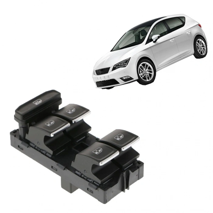 SEAT LEON SOL ÖN DÖRTLÜ CAM DÜĞMESİ ANAHTARI 2014--2017 KROM